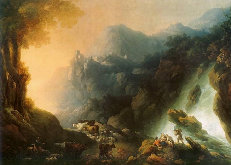 Franciszek Ksawery Lampi The mountain scenery from waterfall Norge oil painting art